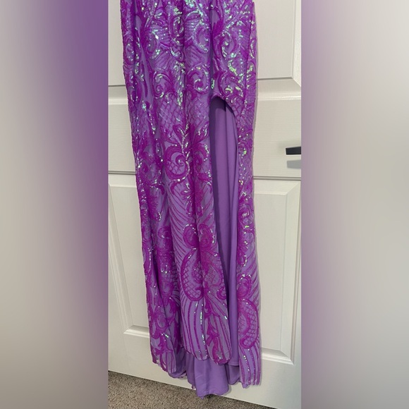 Rachel Allan Lilac Sequin Gown - Picture 2 of 11